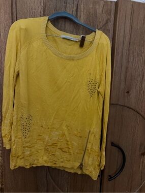 Desigual Yellow Embellished Knit Sweatshirt